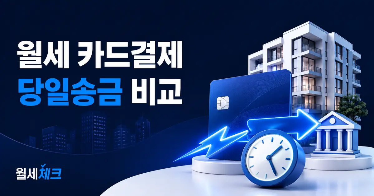 월세 카드결제 당일송금 서비스 수수료와 처리시간 비교