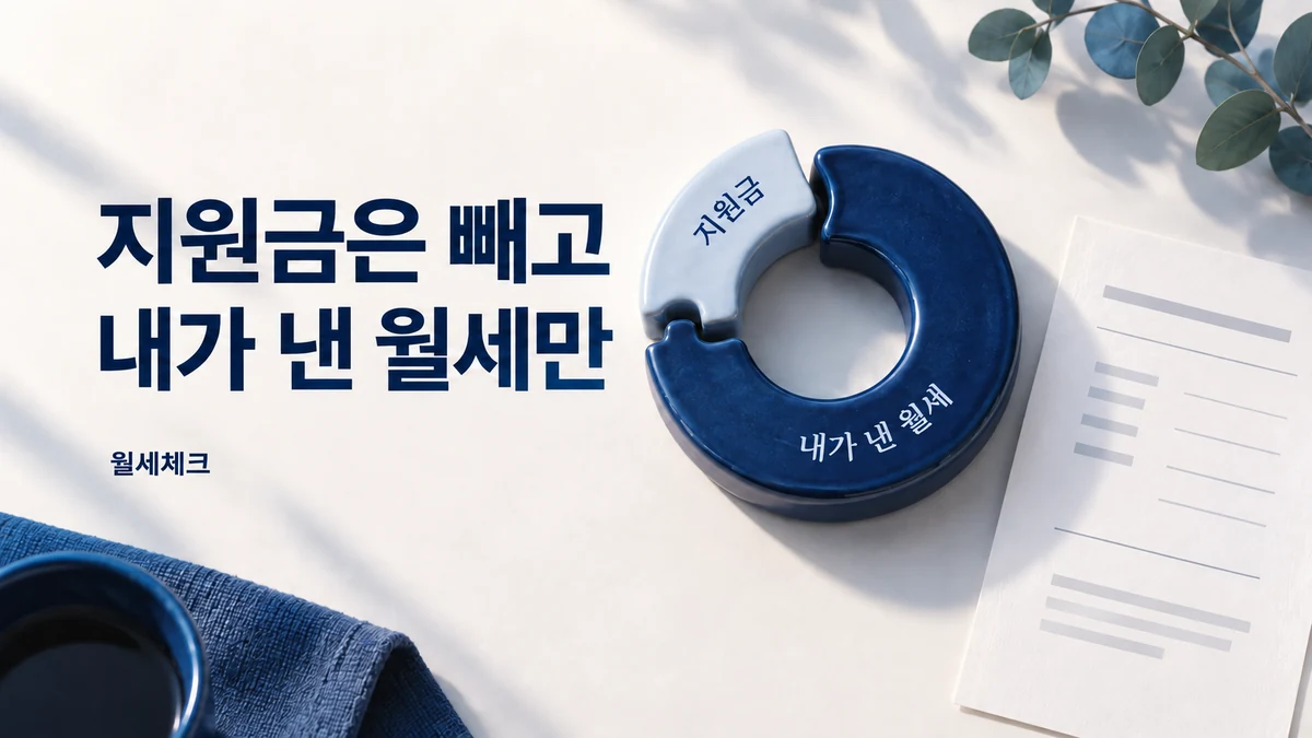 지원금을 분리하고 본인이 낸 월세를 구분하는 원형 도식