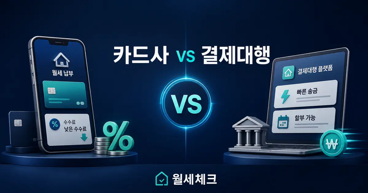 신용카드사 월세납부와 결제대행 서비스 차이 비교